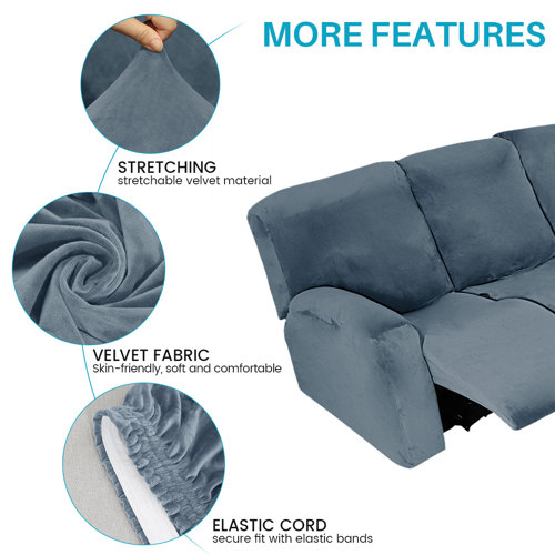 Latitude Run® Velvet Stretch 7Piece Sectional Sofa CoversReclining